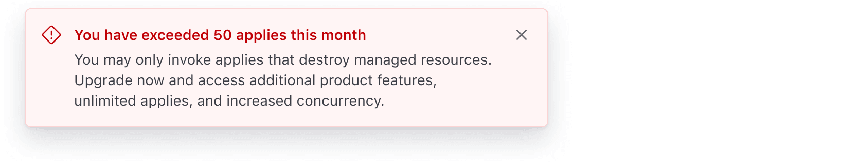 A toast showing the user has exceeded their applies limit.